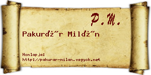 Pakurár Milán névjegykártya